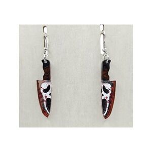 Ghostface Scream Dagger Earrings Handmade Handpainted Blood Horror Spooky